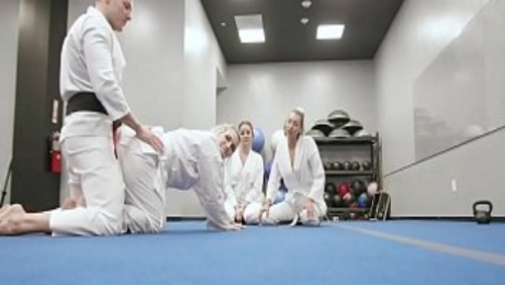 Self Defense Class Turns Into A Foursome Fuck Fest With A Big Cock
